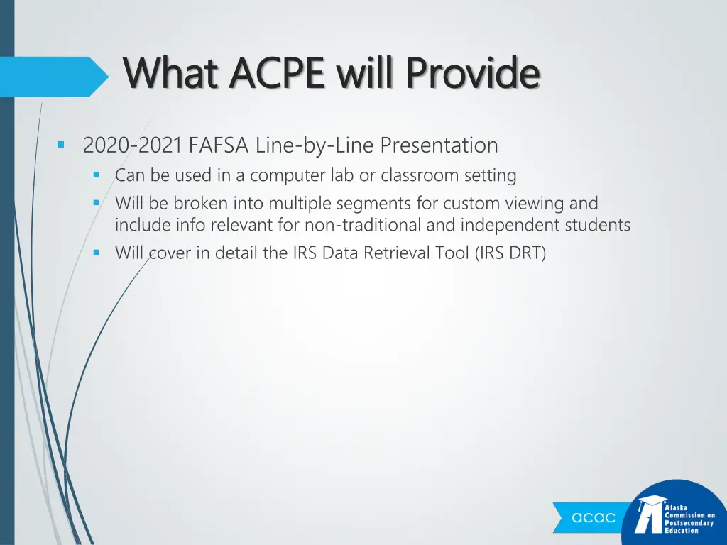 what acpe will provide what acpe will provide 2