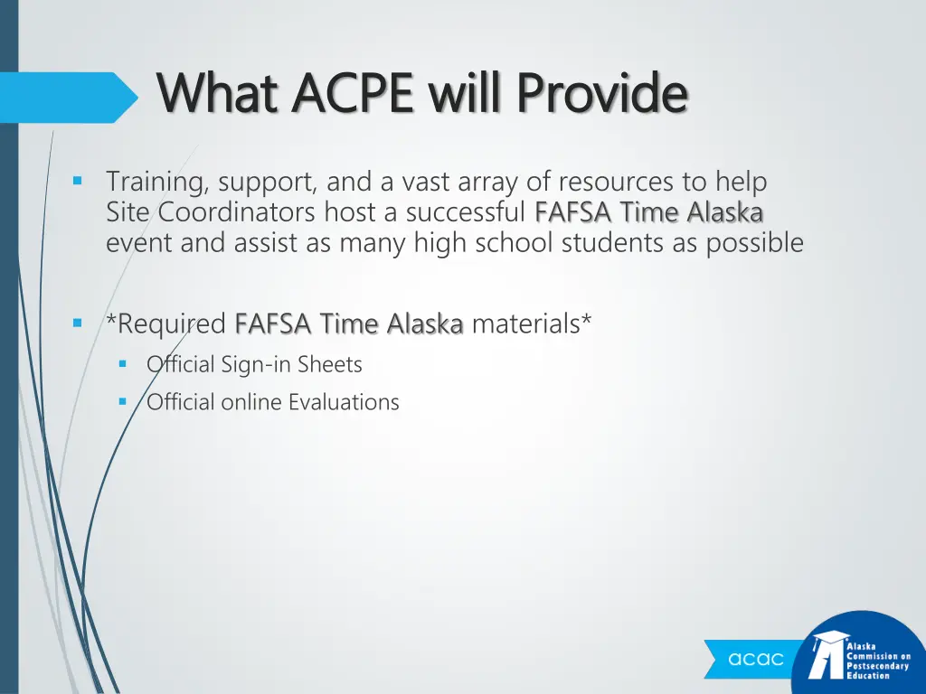 what acpe will provide what acpe will provide