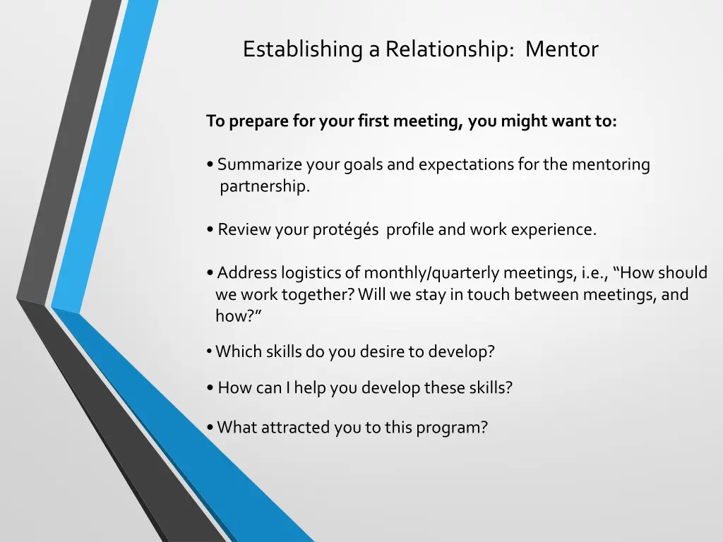 establishing a relationship mentor