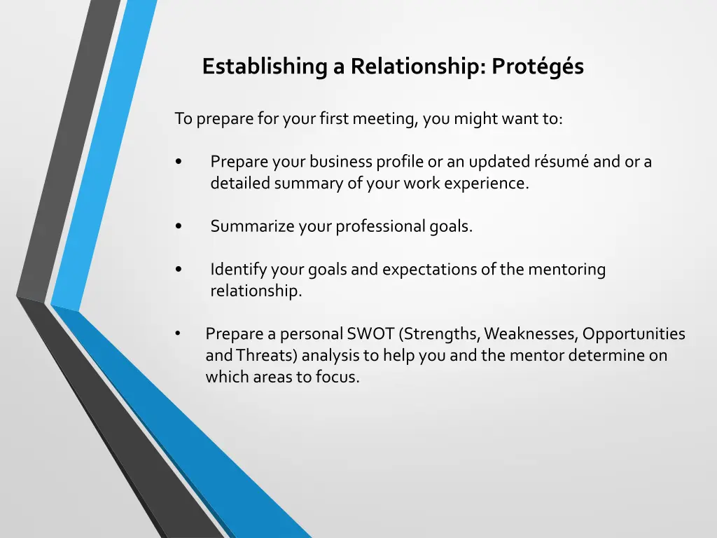 establishing a relationship prot g s