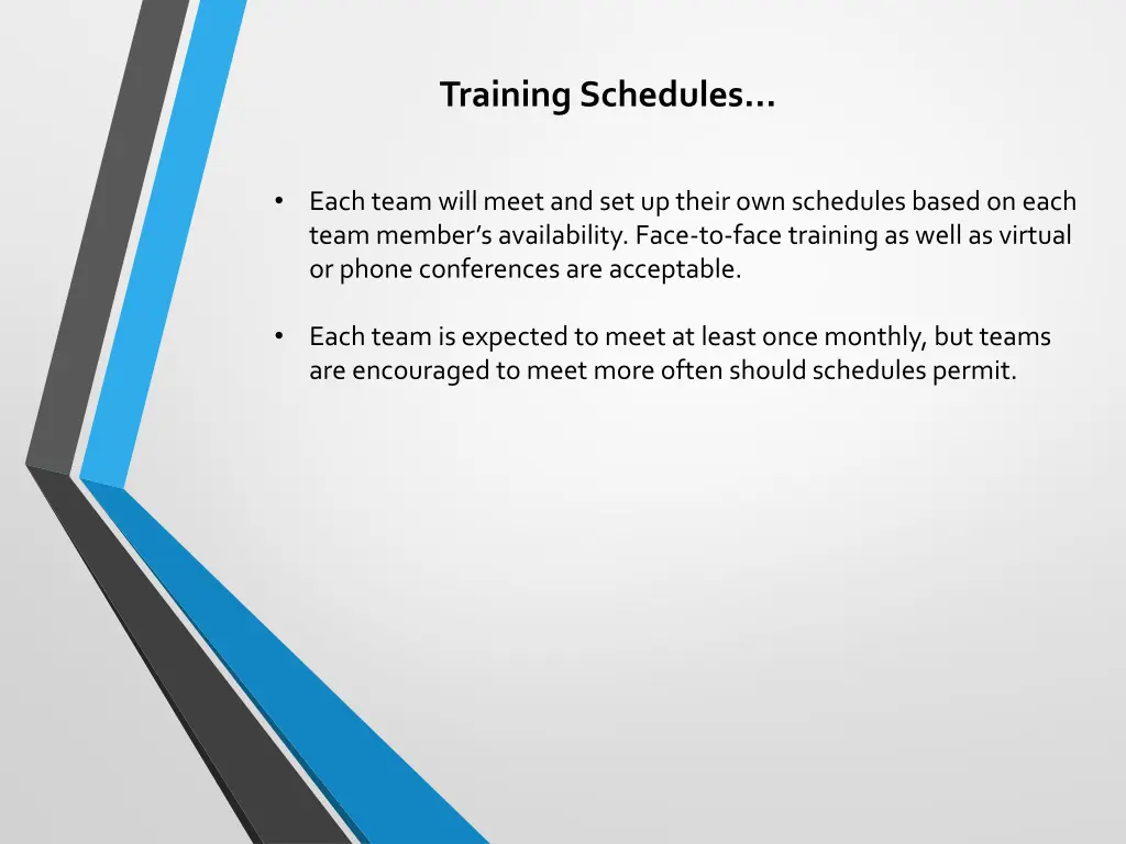 training schedules