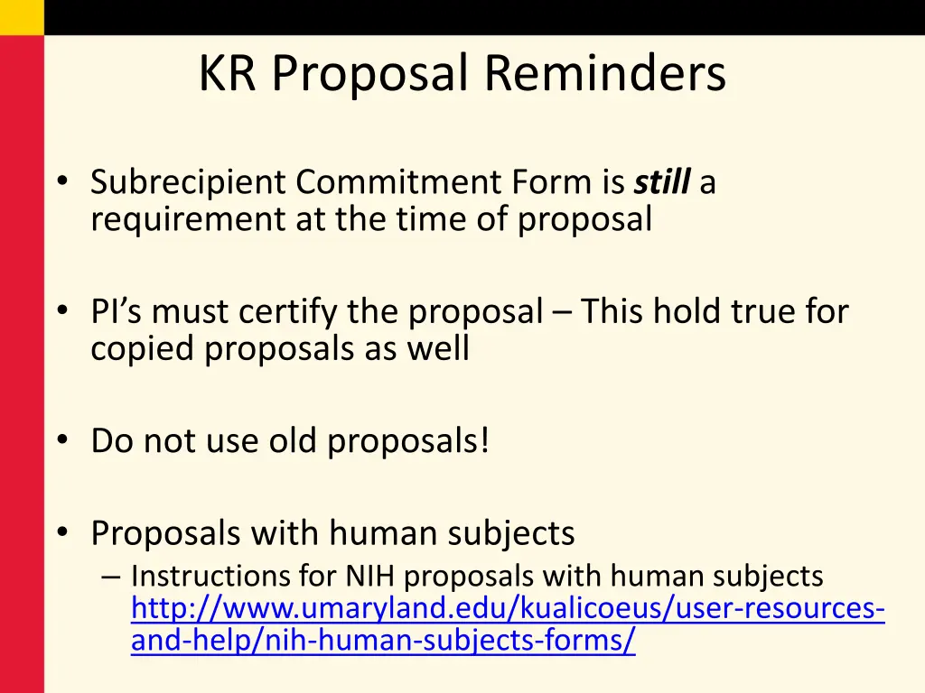 kr proposal reminders