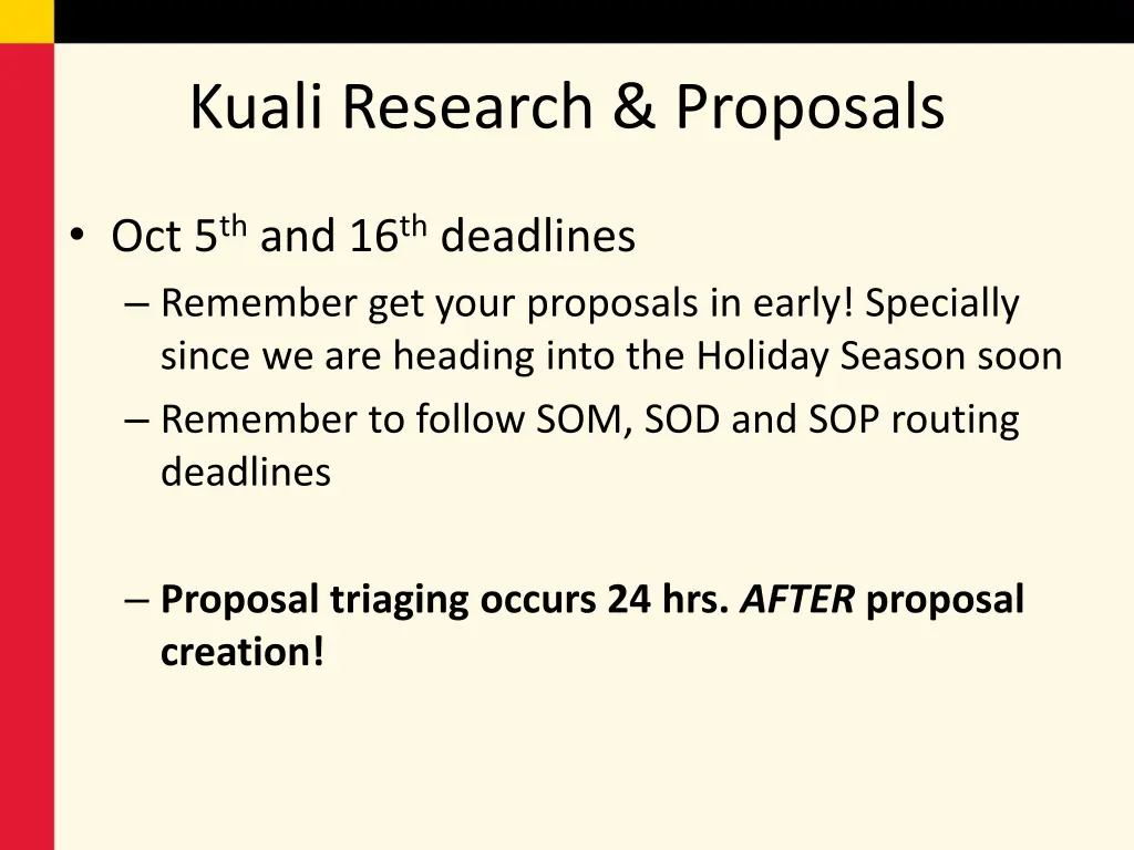 kuali research proposals