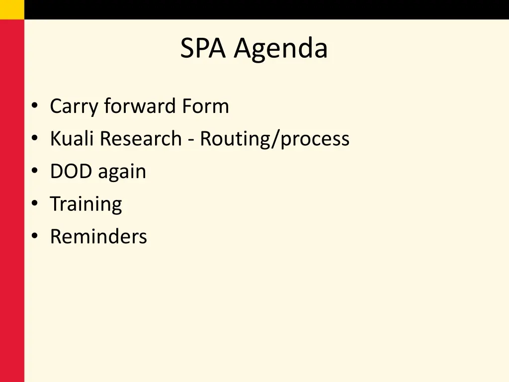 spa agenda