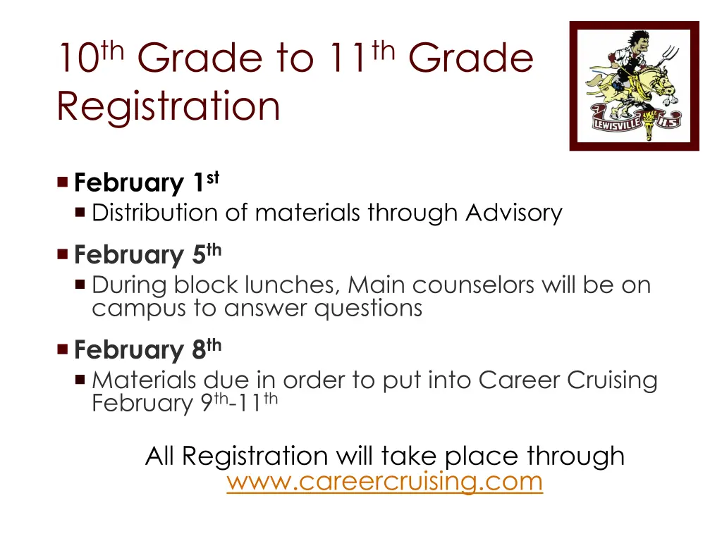 10 th grade to 11 th grade registration