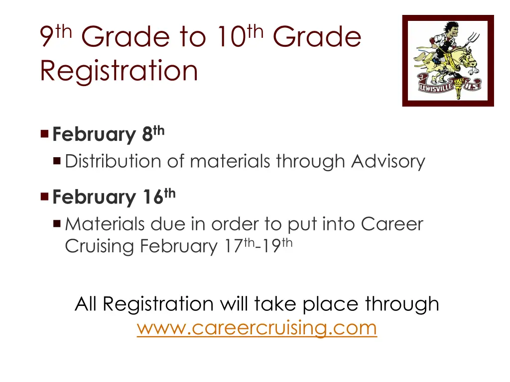 9 th grade to 10 th grade registration