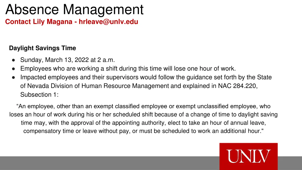 absence management contact lily magana