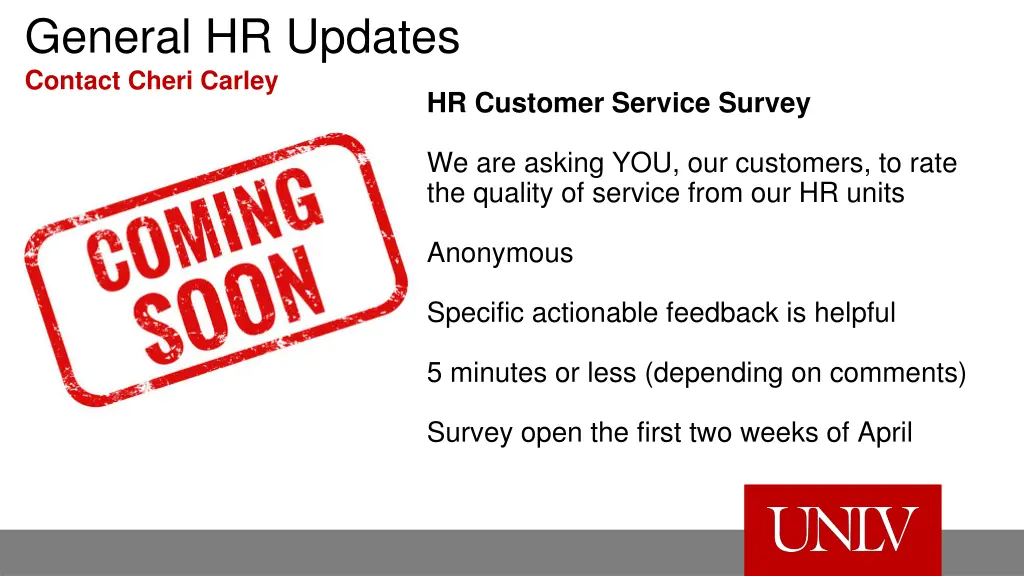 general hr updates c ontact cheri carley