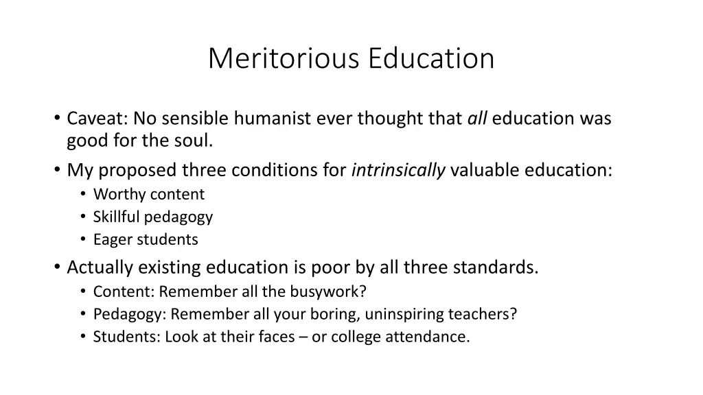 meritorious education