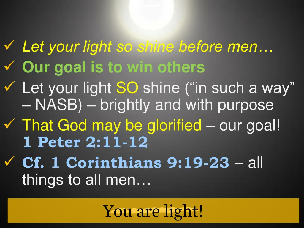 let your light so shine before men our goal