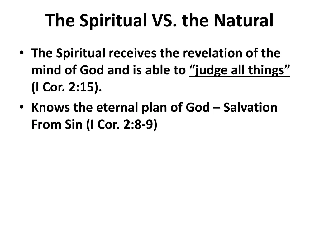 the spiritual vs the natural