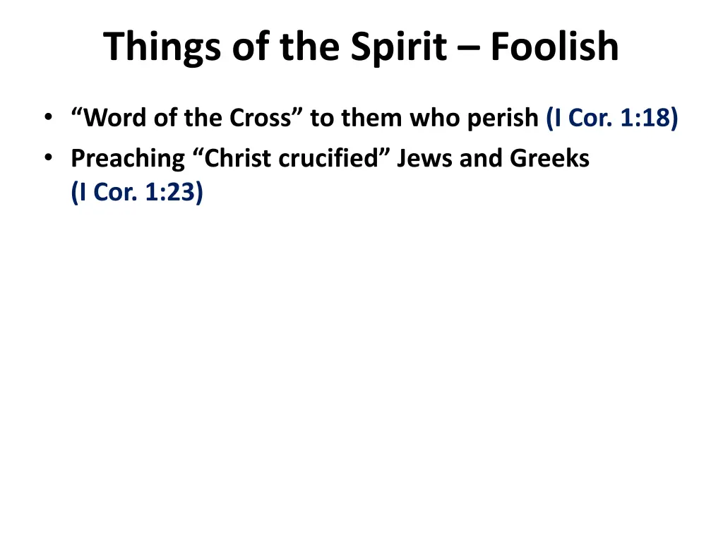 things of the spirit foolish