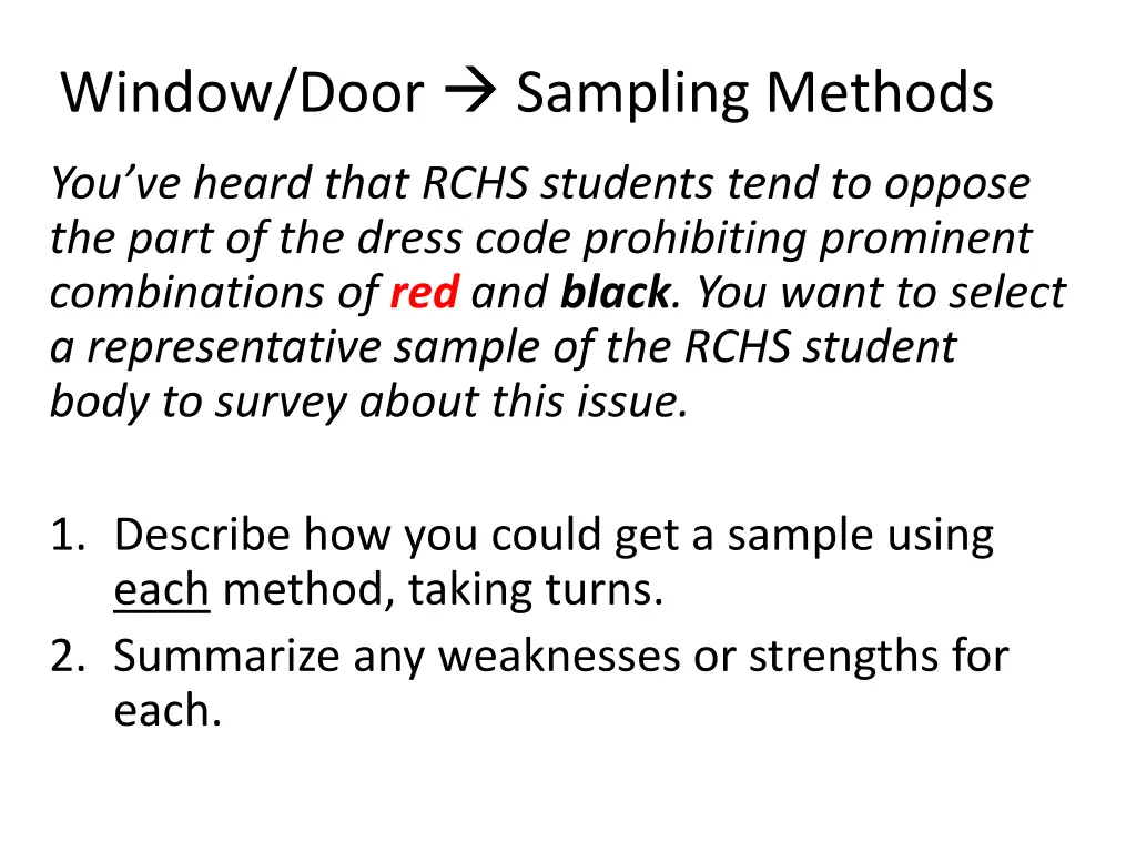 window door sampling methods