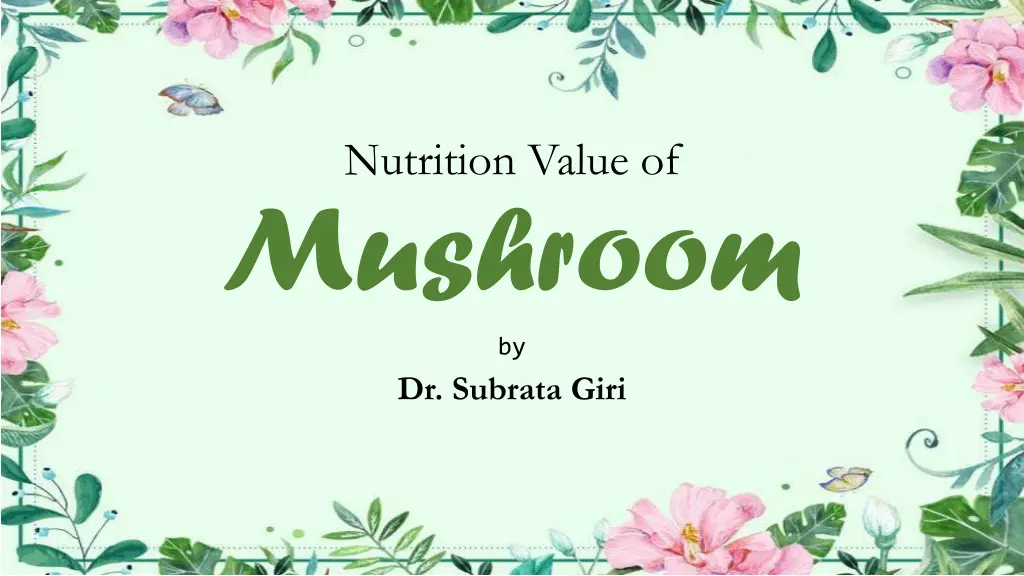 nutrition value of mushroom