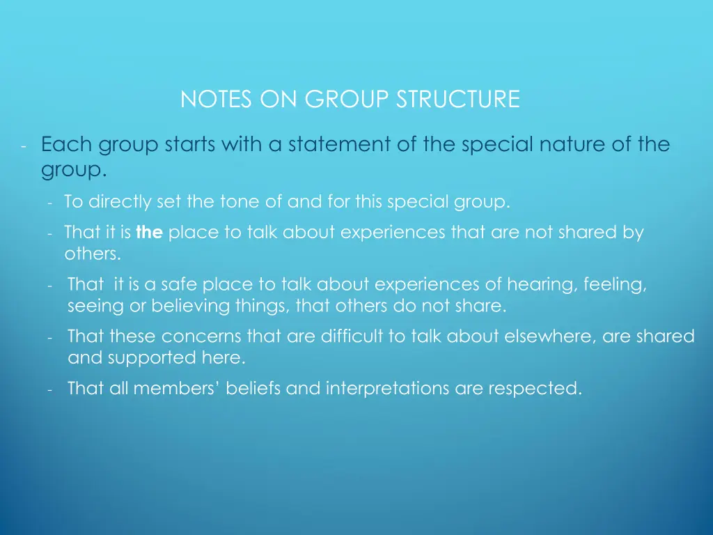 notes on group structure