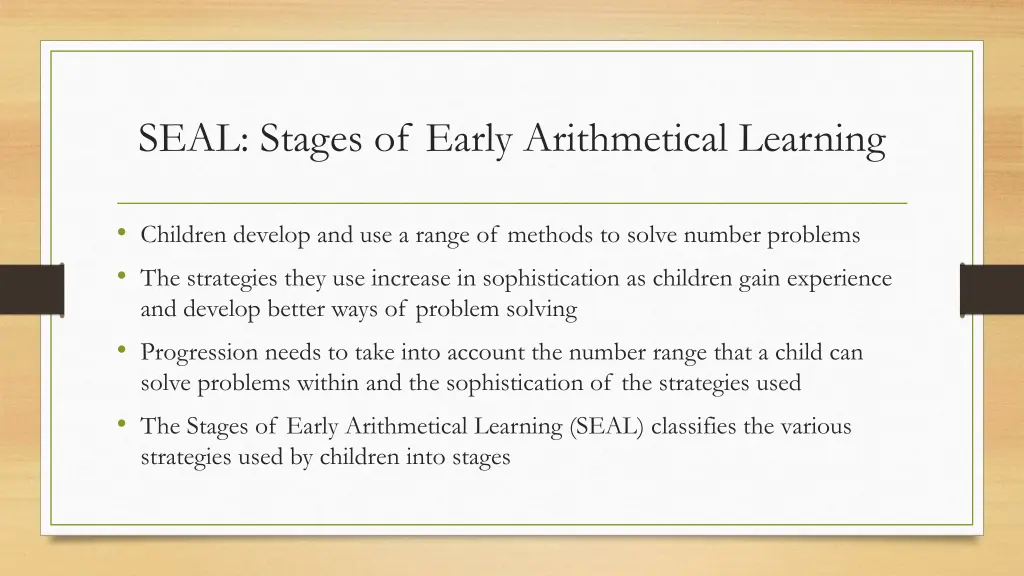 seal stages of early arithmetical learning