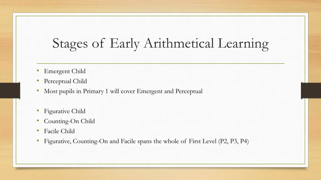 stages of early arithmetical learning