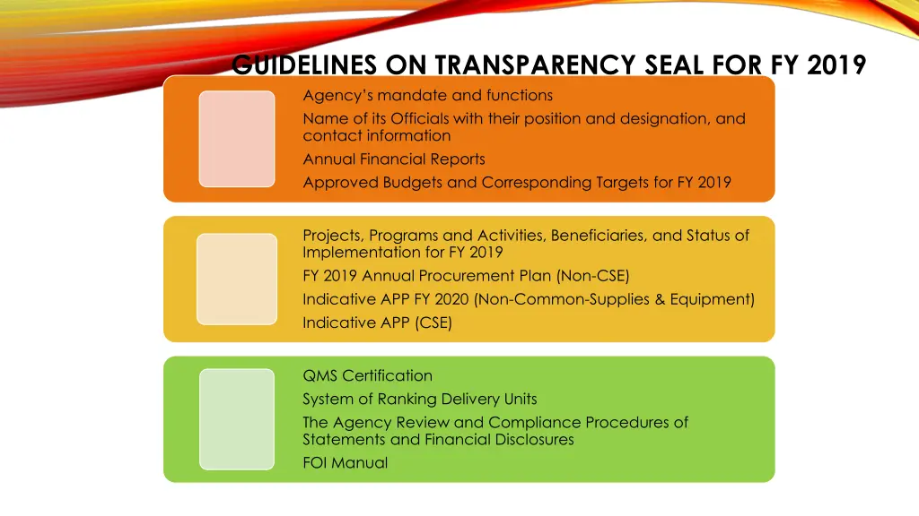 guidelines on transparency seal for fy 2019