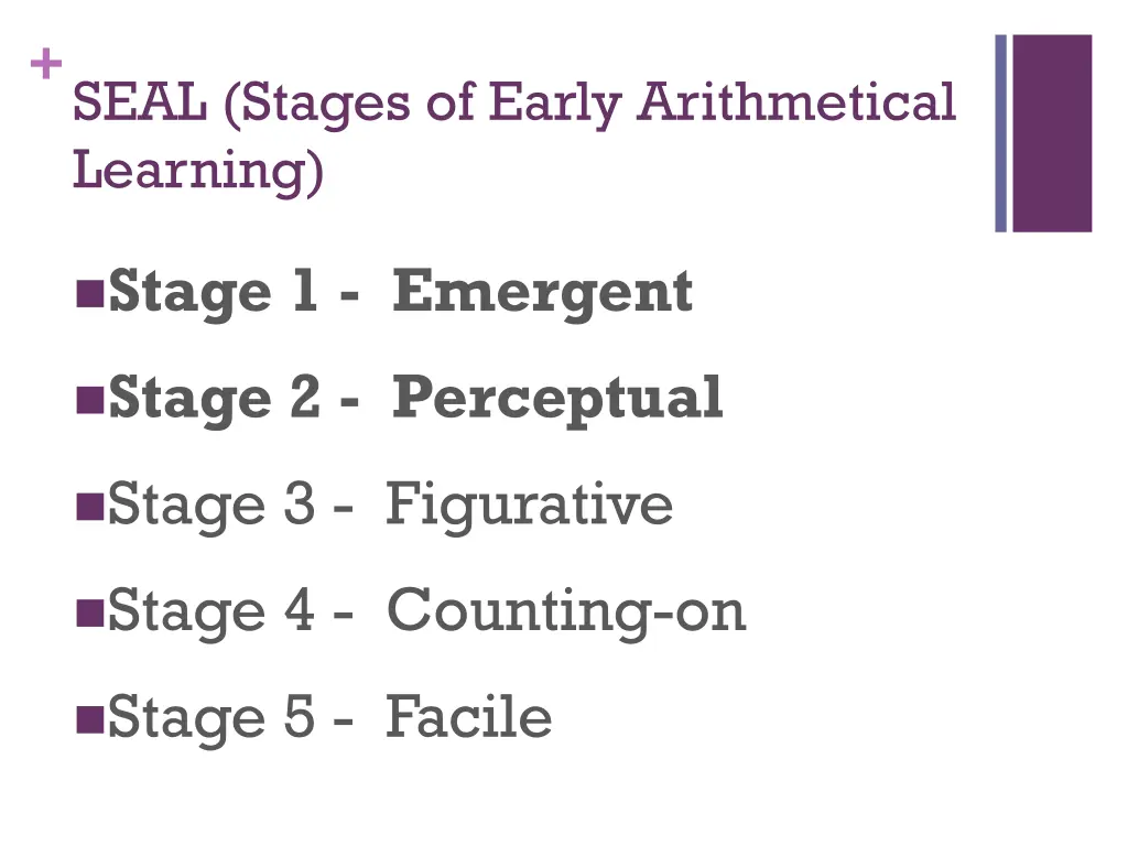 seal stages of early arithmetical learning