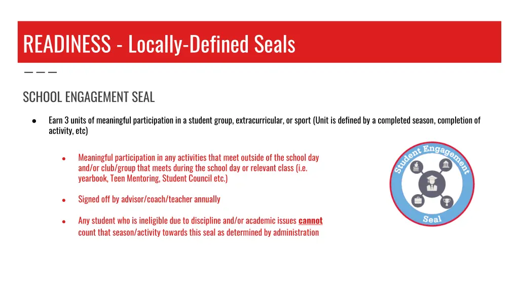 readiness locally defined seals