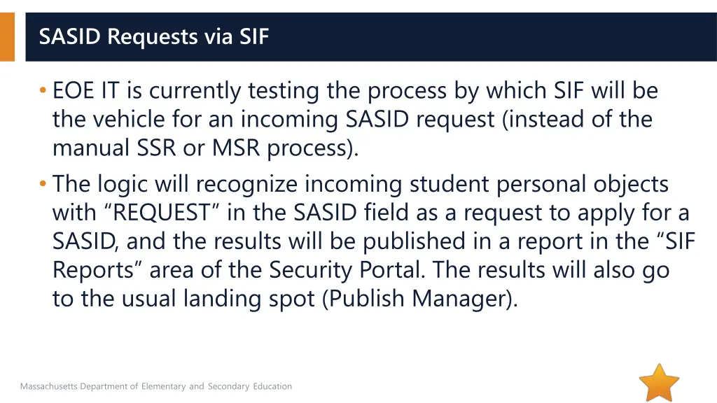 sasid requests via sif