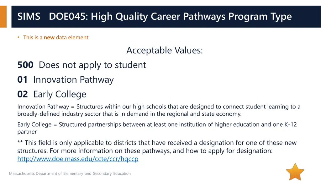 sims doe045 high quality career pathways program