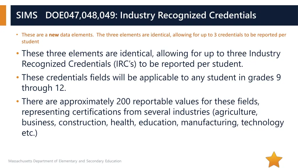 sims doe047 048 049 industry recognized