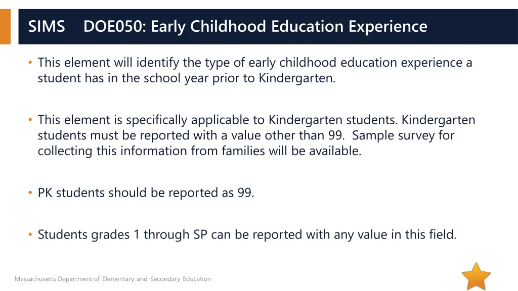 sims doe050 early childhood education experience 1