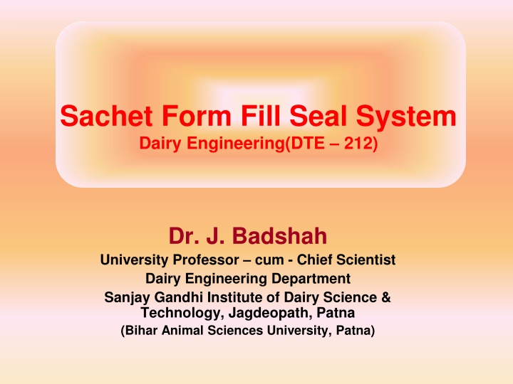 sachet form fill seal system dairy engineering