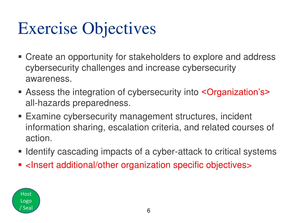 exercise objectives