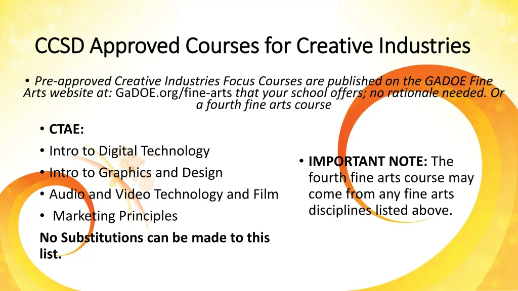 ccsd approved courses for creative industries