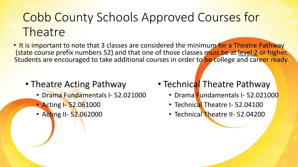 cobb county schools approved courses for theatre