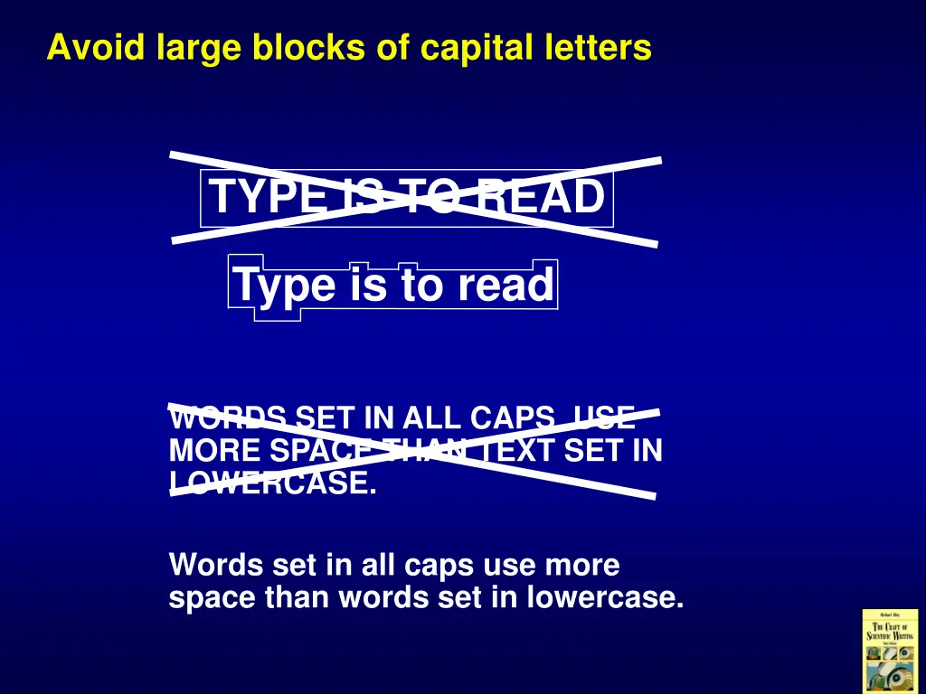 avoid large blocks of capital letters