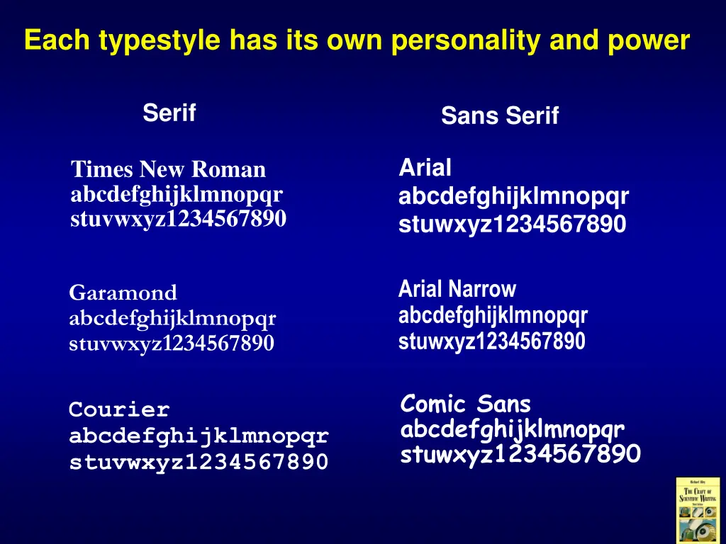 each typestyle has its own personality and power