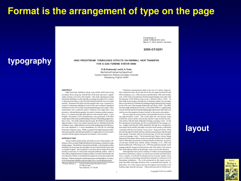 format is the arrangement of type on the page