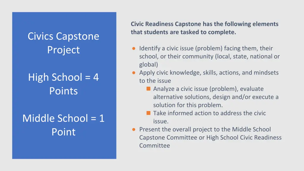 civic readiness capstone has the following