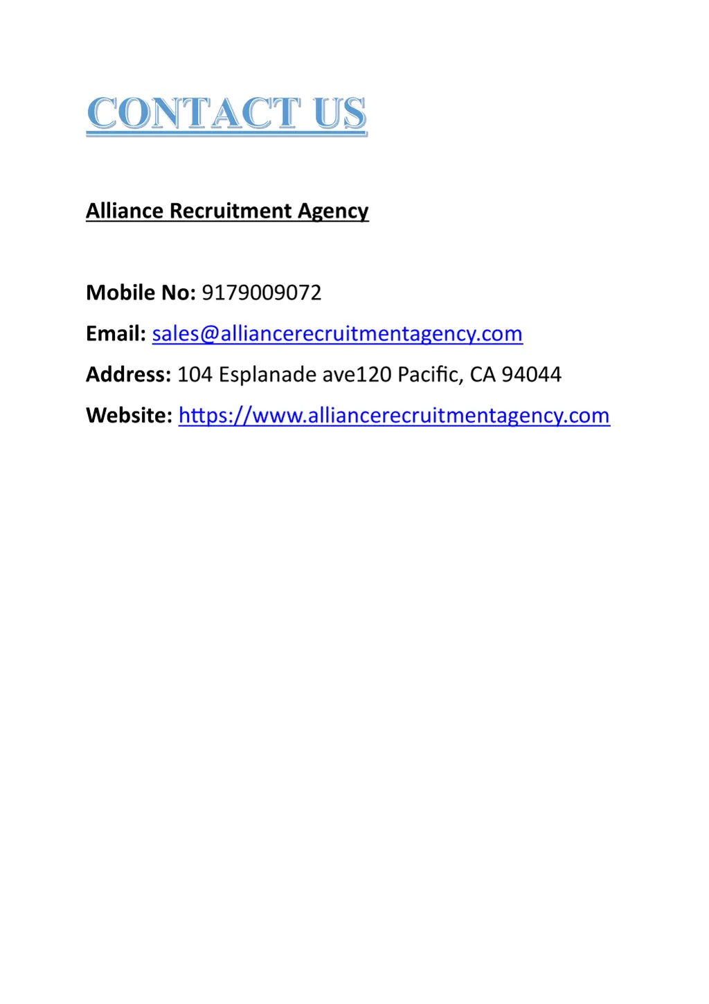 alliance recruitment agency