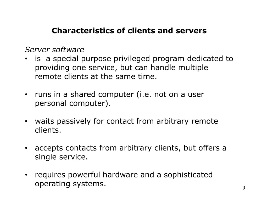 characteristics of clients and servers 1