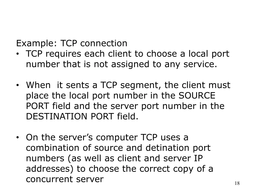 example tcp connection tcp requires each client