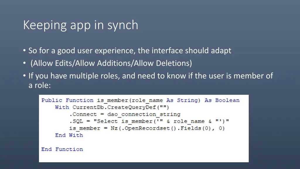 keeping app in synch