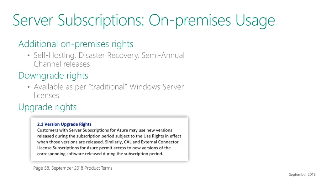 server subscriptions on premises usage