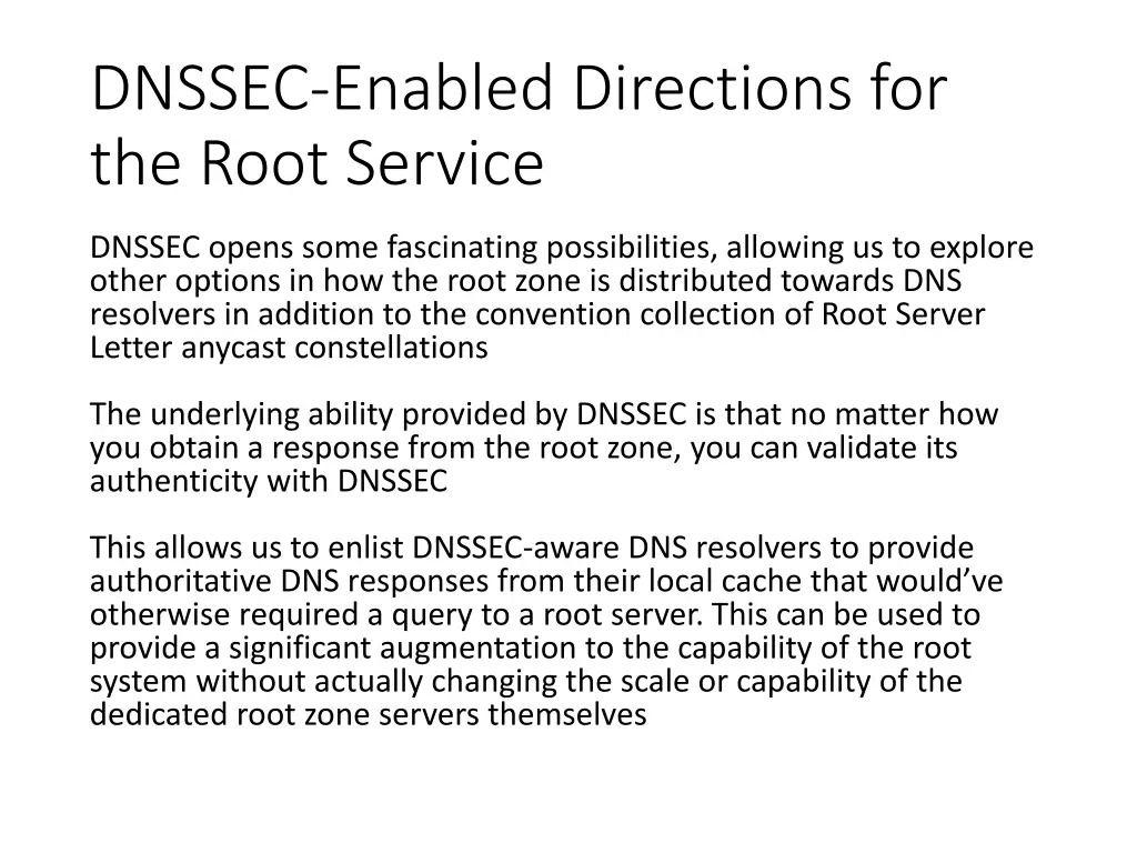 dnssec enabled directions for the root service