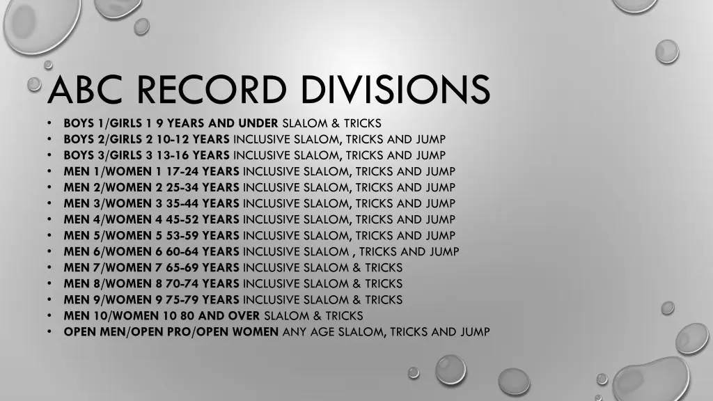 abc record divisions boys 1 girls 1 9 years