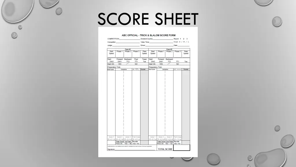 score sheet