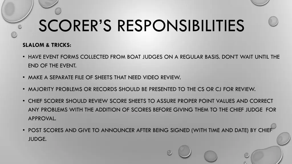 scorer s responsibilities