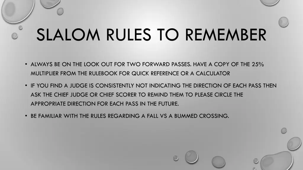 slalom rules to remember