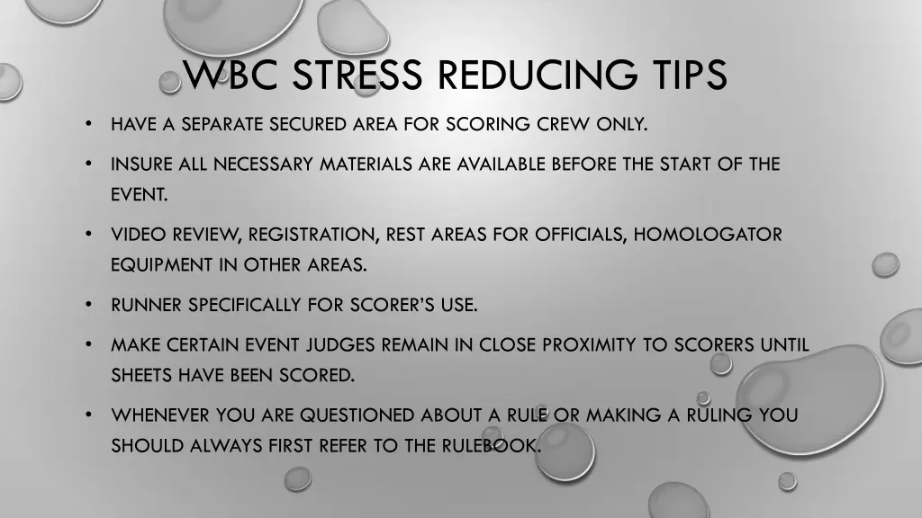 wbc stress reducing tips