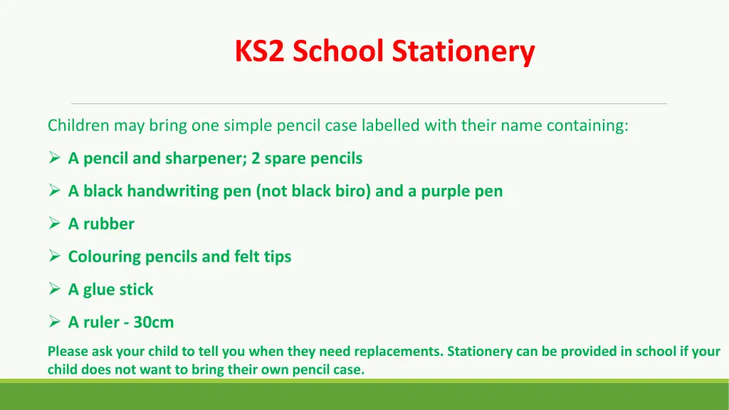 ks2 school stationery