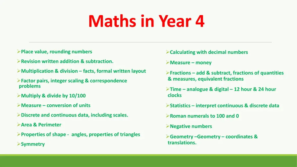 maths in year 4