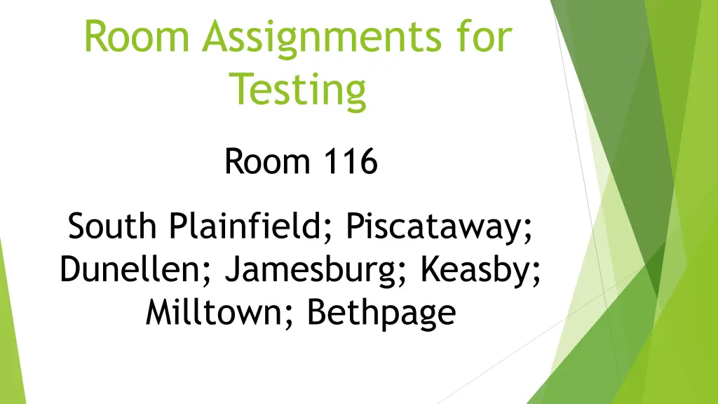 room assignments for testing 5